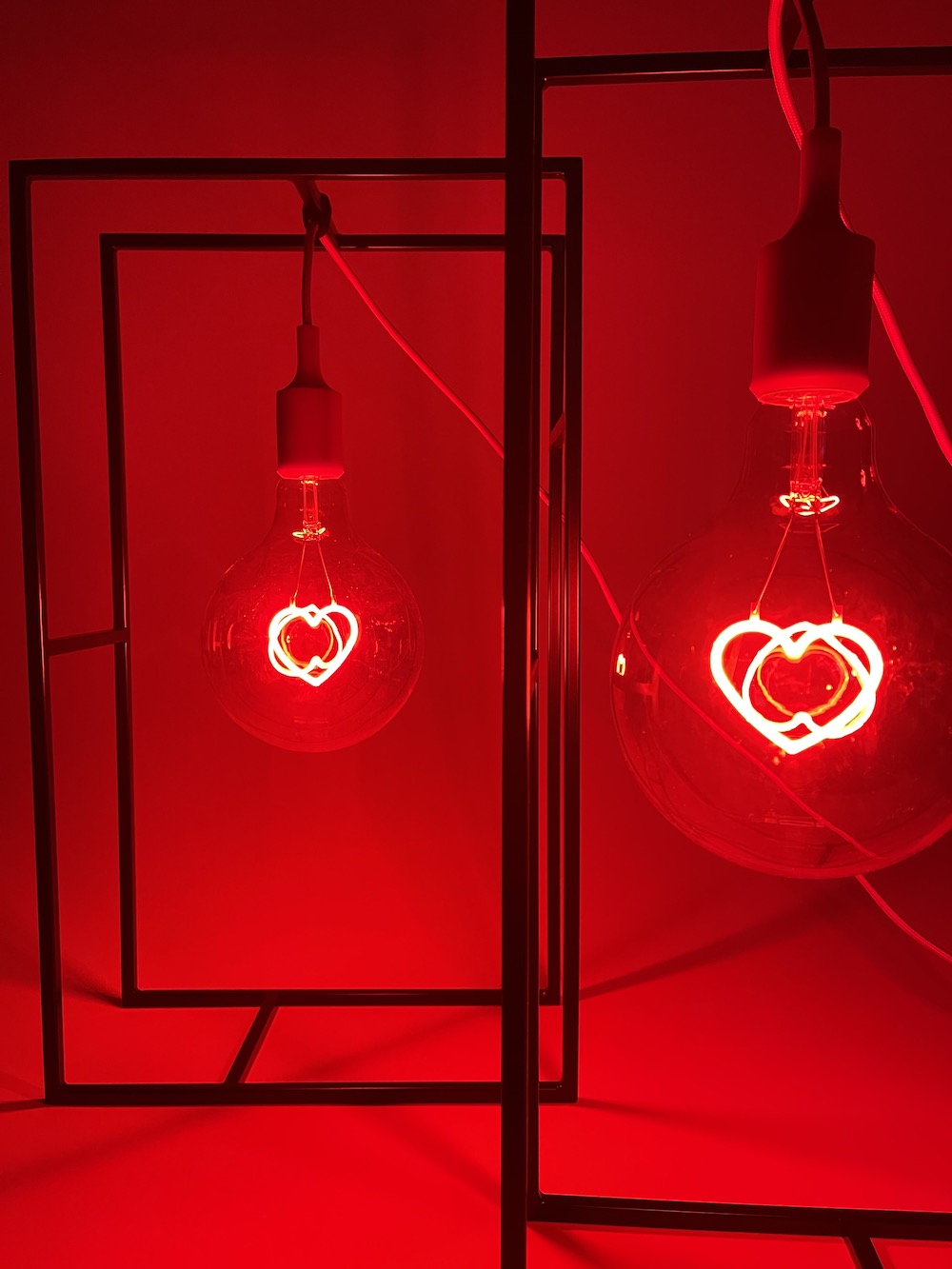 lampada love vintage bulb heart con struttura in metallo nera 35x60x15 - immagine 11